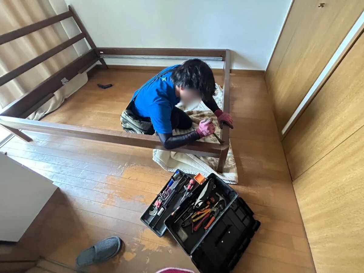 「1LDKのマンションからベッドを回収させていただきました」作業写真